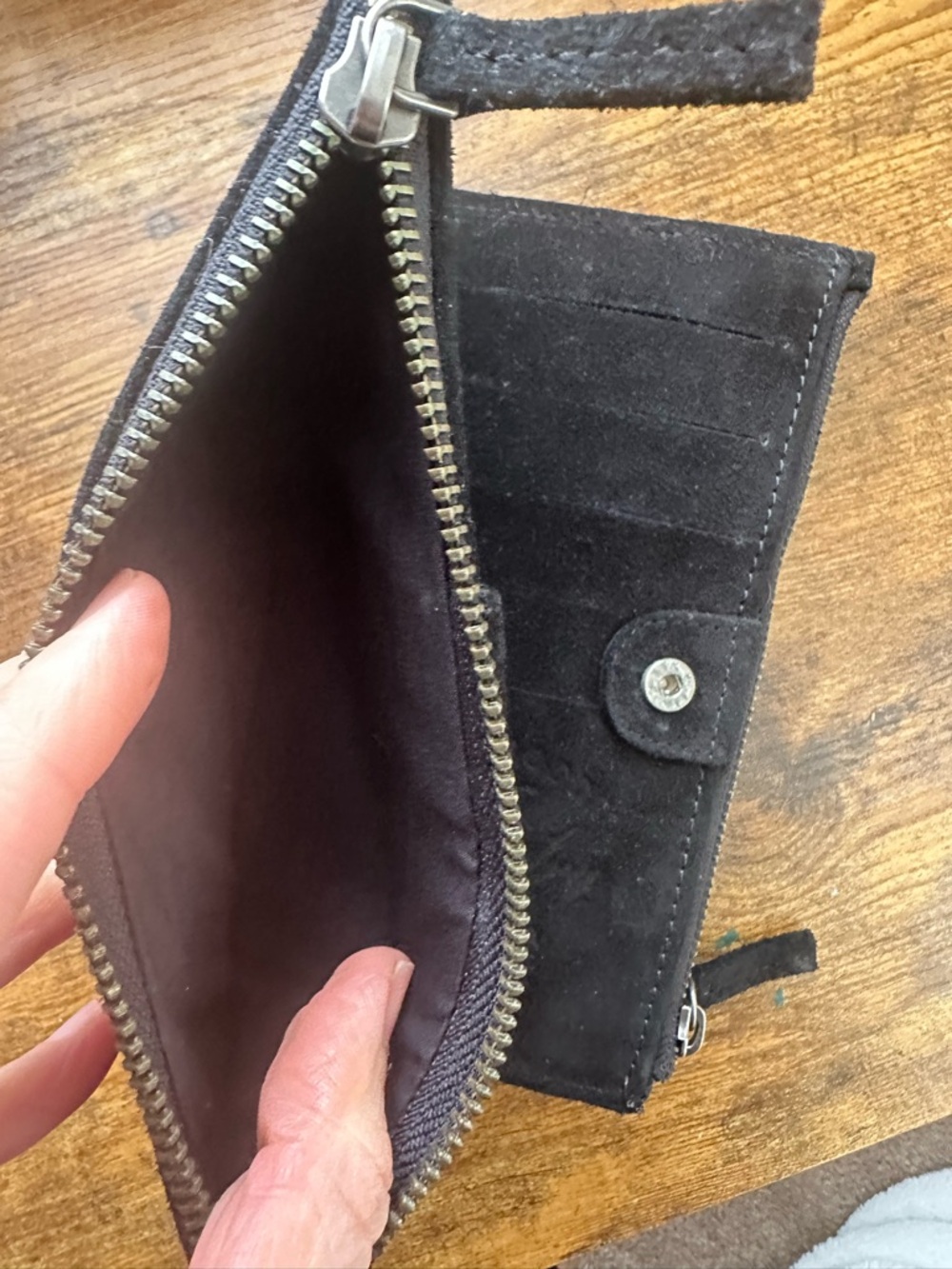 SUPERDRY JAPAN VINTAGE SUEDE LEATHER WALLET FOLDOVER CLUTCH COLOR black - Picture 3 of 5